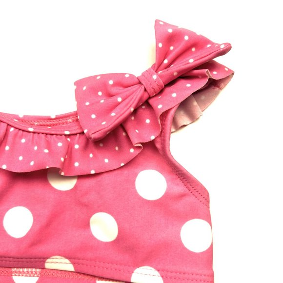NWT  Gymboree Girl Polka Dot 2 Piece Swimsuit & Matching Terry Sandals Size 6-12 - Picture 2 of 8